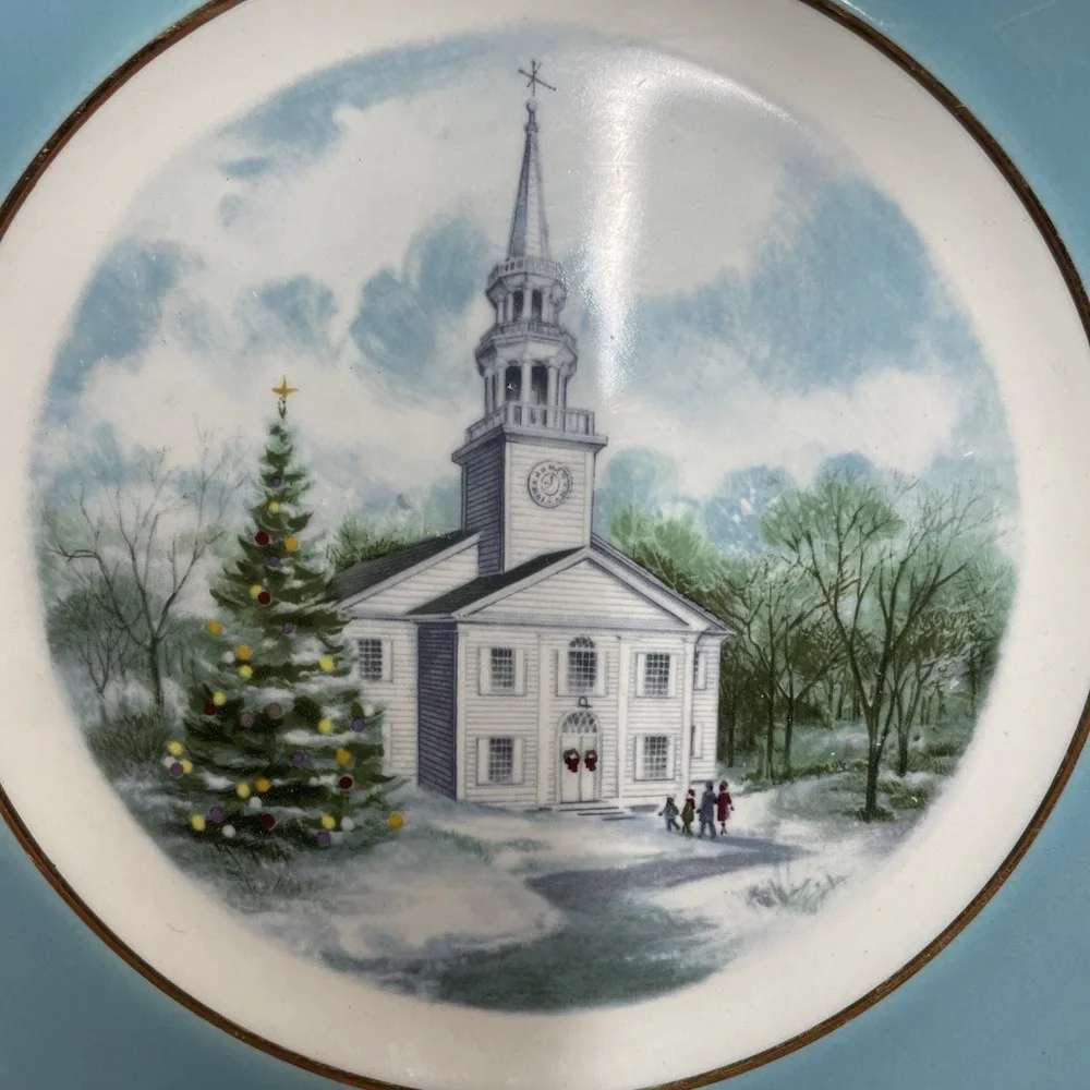 Avon Christmas Plate 1974 Country Church Second Edition Enoch Wedgwood Collectib